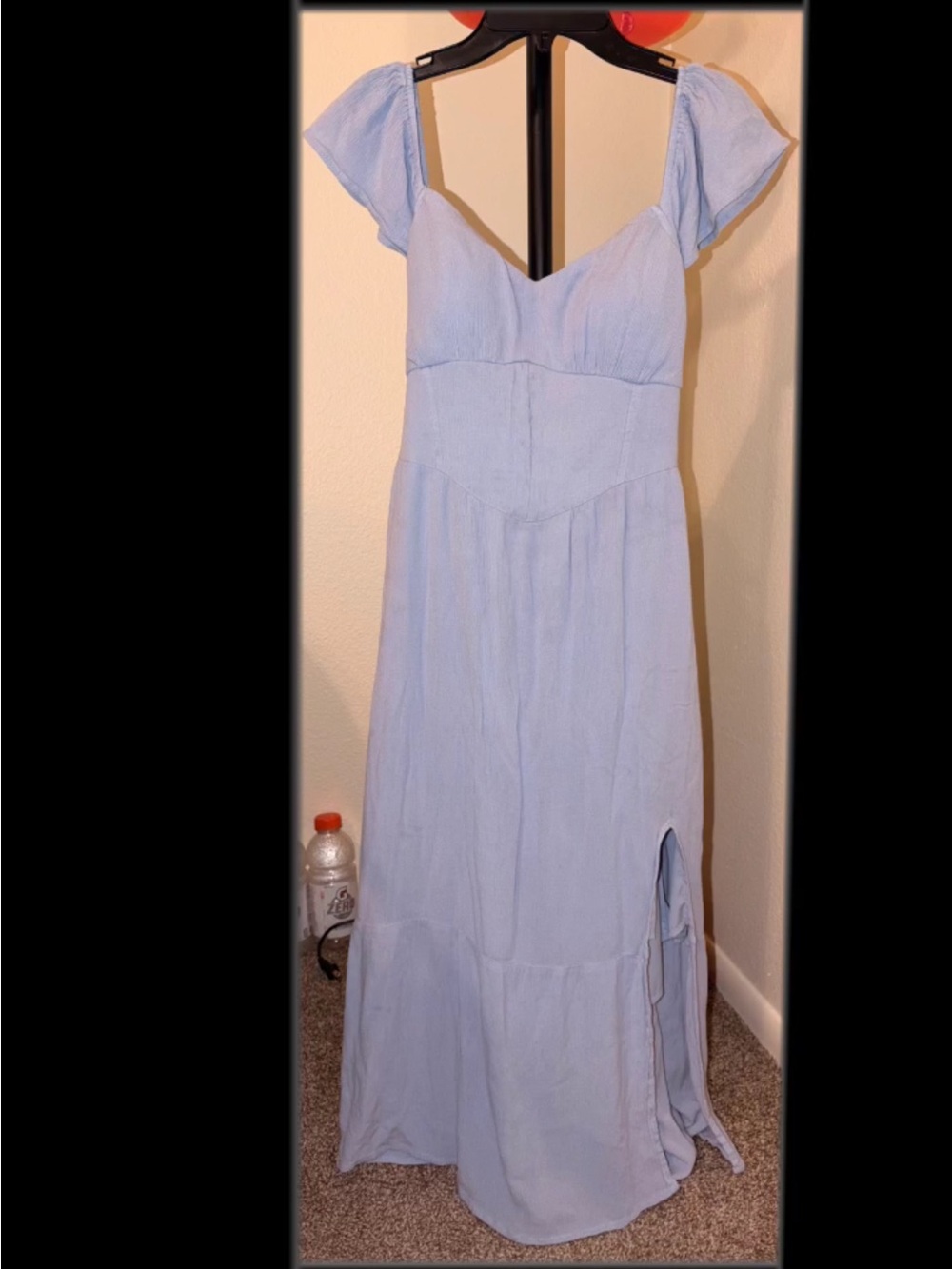 Hollister Light Blue Flutter-Sleeve Maxi Dress